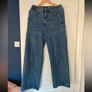 Delores - Wide Leg Denim Jeans in Mid Wash Blue